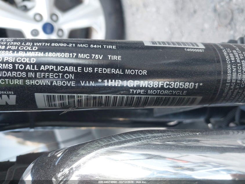 2015 Harley-Davidson Fxdwg Dyna Wide Glide VIN: 1HD1GPM38FC305801 Lot: 44574968