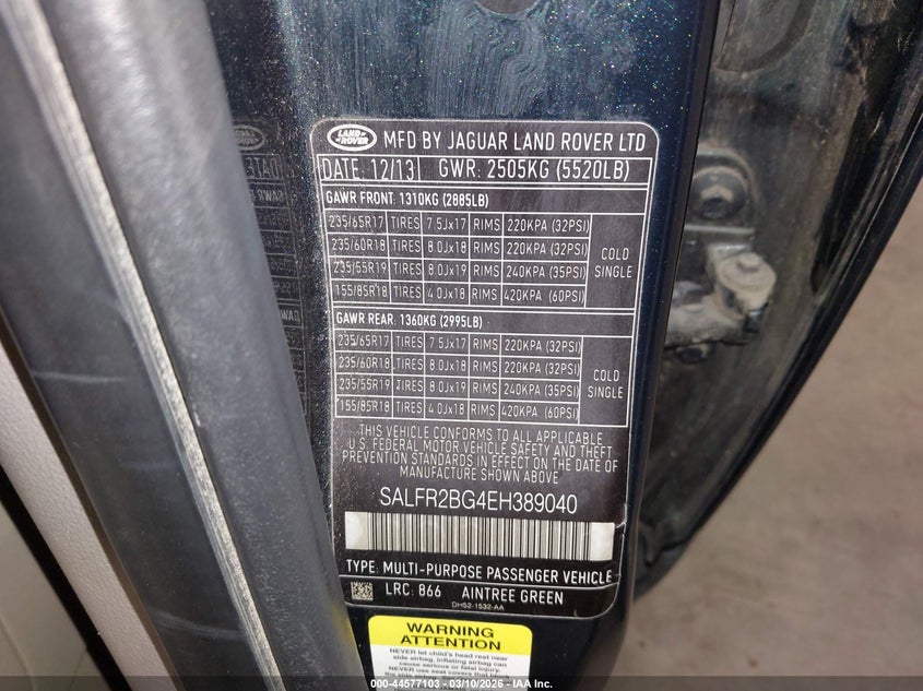 2014 Land Rover Lr2 VIN: SALFR2BG4EH389040 Lot: 44577103