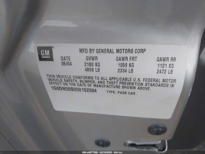 2005 Cadillac Cts-V VIN: 1G6DN56S050102384 Lot: 44577288