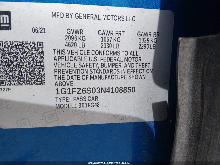 2022 Chevrolet Bolt Euv Fwd Premier VIN: 1G1FZ6S03N4108850 Lot: 44577755
