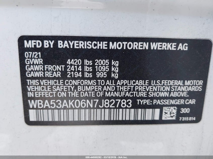 2022 BMW 228 Gran Coupe I Sdrive VIN: WBA53AK06N7J82783 Lot: 44580292