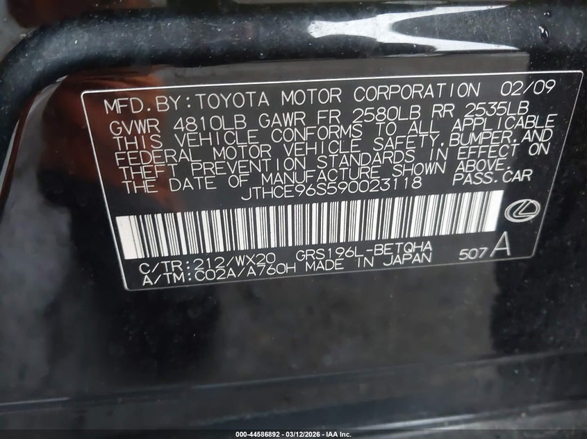 2009 Lexus Gs 350 Base (A6) #9