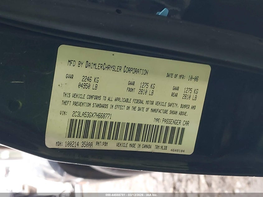 2007 CHRYSLER 300 SEDAN 3.5L V-6 250HP