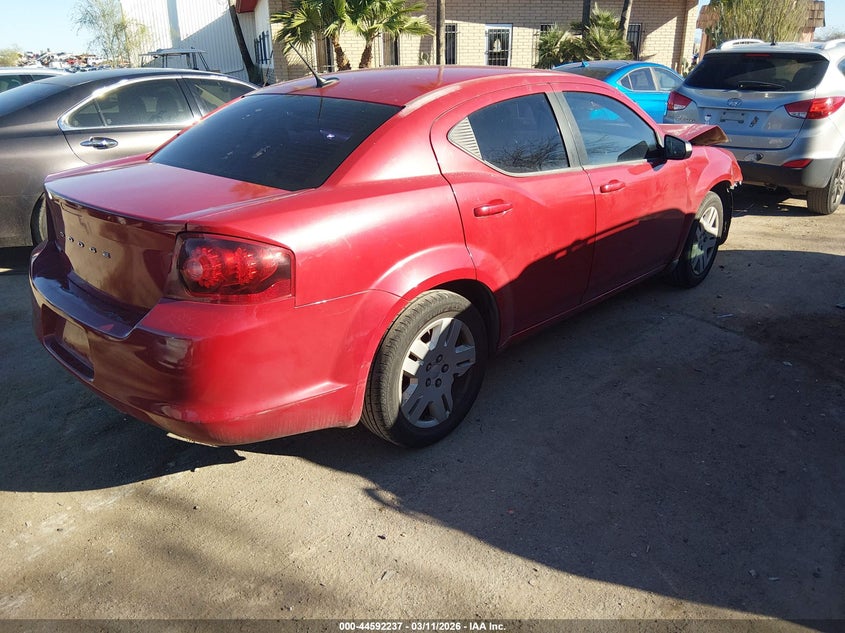 Vin: 1c3cdzab7dn766875, lot: 45089141, dodge avenger se 20134