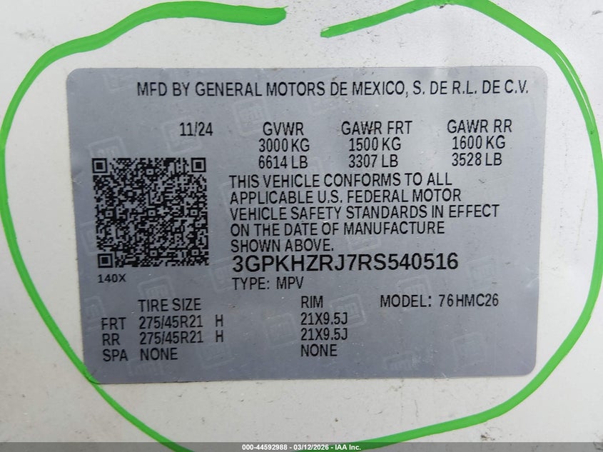 2024 Honda Prologue Elite VIN: 3GPKHZRJ7RS540516 Lot: 44592988