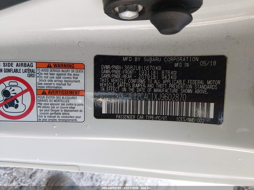 2018 Subaru Brz Limited VIN: JF1ZCAC1XJ9602870 Lot: 44593160