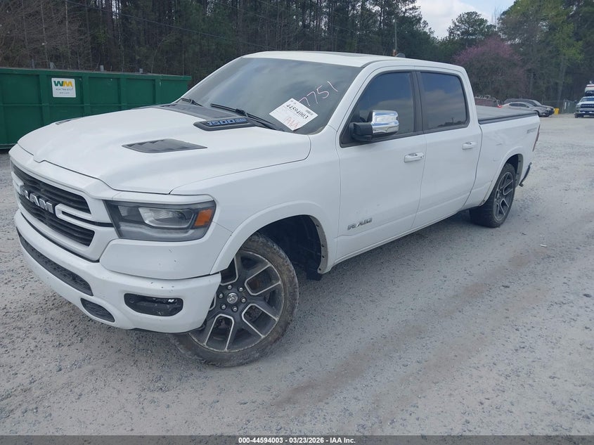 Vin: 1c6srfrt8mn567751, lot: 45090931, ram 1500 laramie  4x4 6'4 box 20212