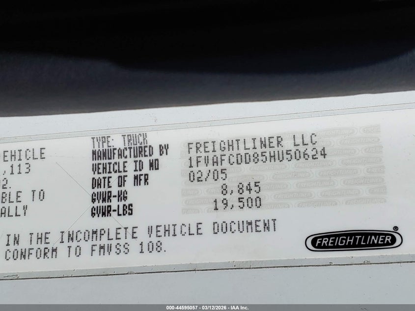 2005 FREIGHTLINER SPORT CHASSIS auction photo 8