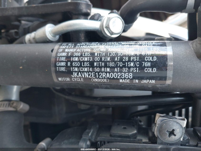 2024 Kawasaki Vn900 E VIN: JKAVN2E12RA002368 Lot: 44595692