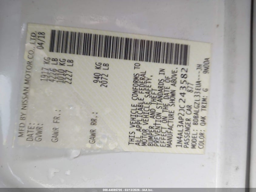 VIN 1N4AL3AP2JC243582 2018 NISSAN ALTIMA 2.5 S