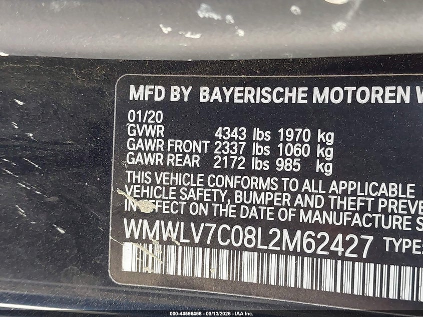 2020 Mini Clubman Cooper S VIN: WMWLV7C08L2M62427 Lot: 44596456