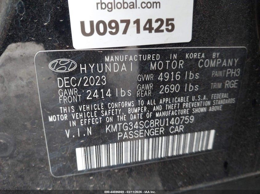 2024 Genesis G70 2.5T Awd VIN: KMTG34SC8RU140759 Lot: 44596869