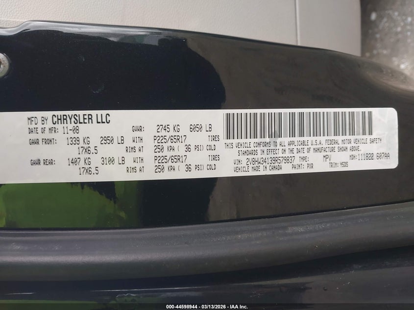 2009 Volkswagen Routan Se VIN: 2V8HW34139R579837 Lot: 44598944