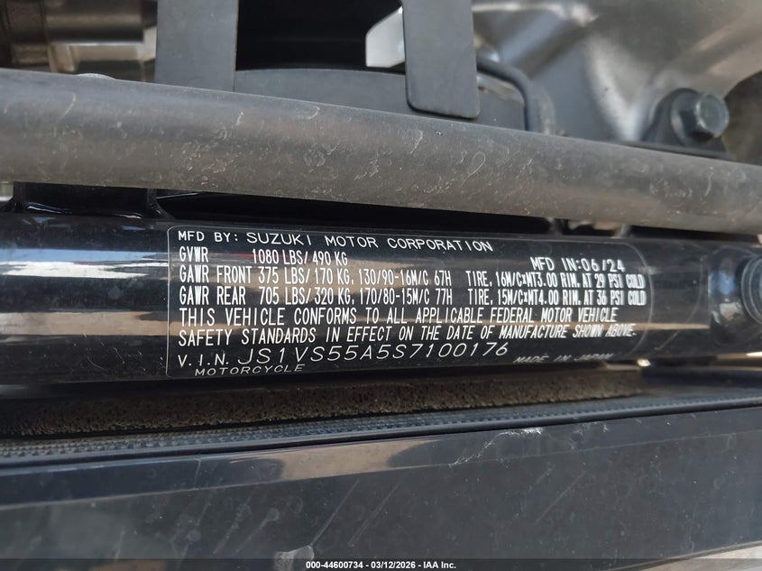 2025 Suzuki Vl800 M/Tm VIN: JS1VS55A5S7100176 Lot: 44600734