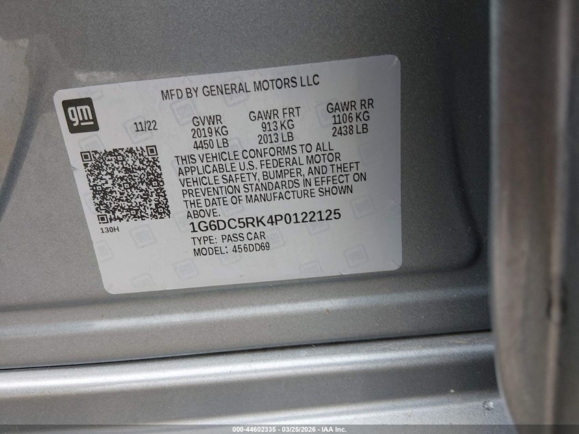 2023 Cadillac Ct4 Sport VIN: 1G6DC5RK4P0122125 Lot: 44602335