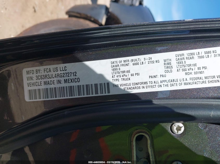 2024 RAM 3500 (VIN: 3C63R3JL4RG272712