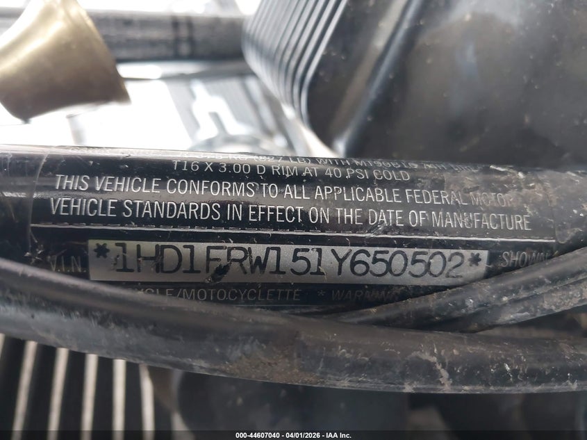 2001 Harley-Davidson Flhrci VIN: 1HD1FRW151Y650502 Lot: 44607040