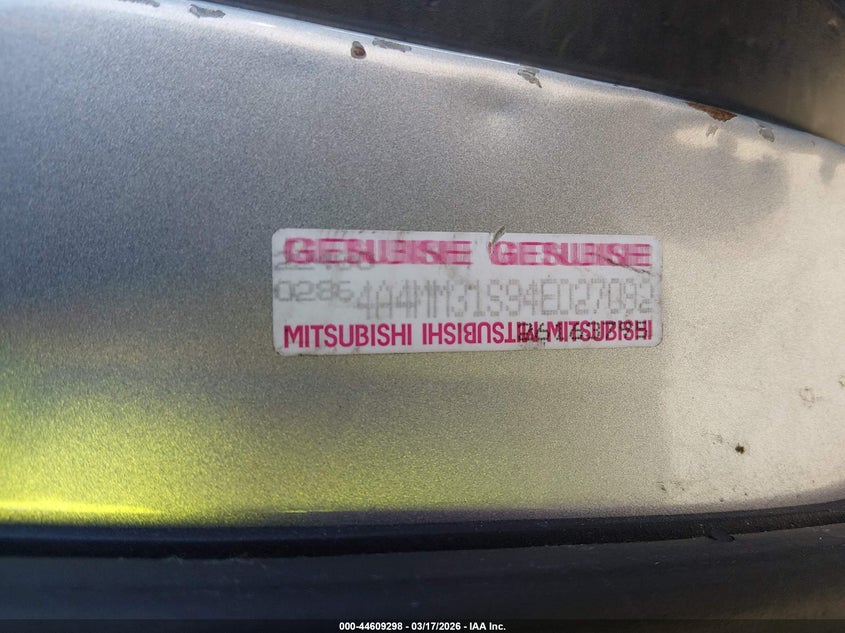 2004 Mitsubishi Endeavor Xls VIN: 4A4MM31S94E027092 Lot: 44609298