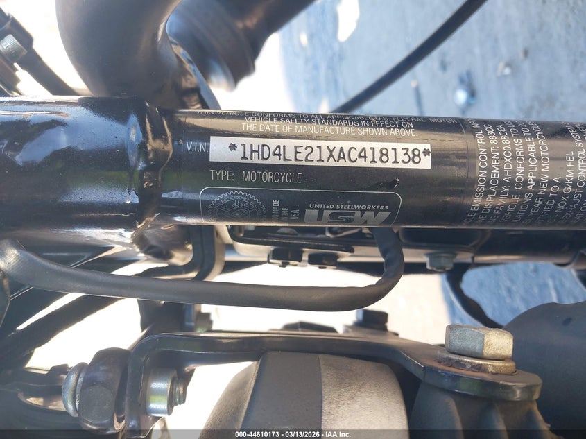 2010 Harley-Davidson Xl883 N VIN: 1HD4LE21XAC418138 Lot: 44610173