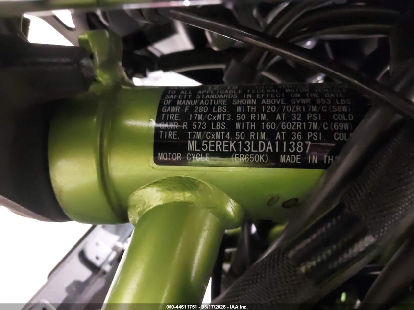 2020 Kawasaki Er650 K VIN: ML5EREK13LDA11387 Lot: 44611751