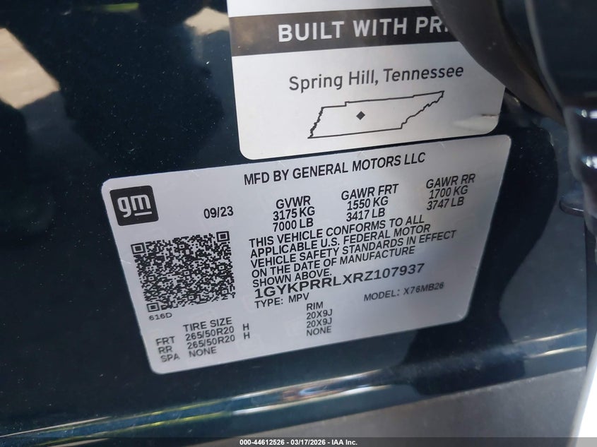 2024 Cadillac Lyriq Luxury W/1Sd VIN: 1GYKPRRLXRZ107937 Lot: 44612526