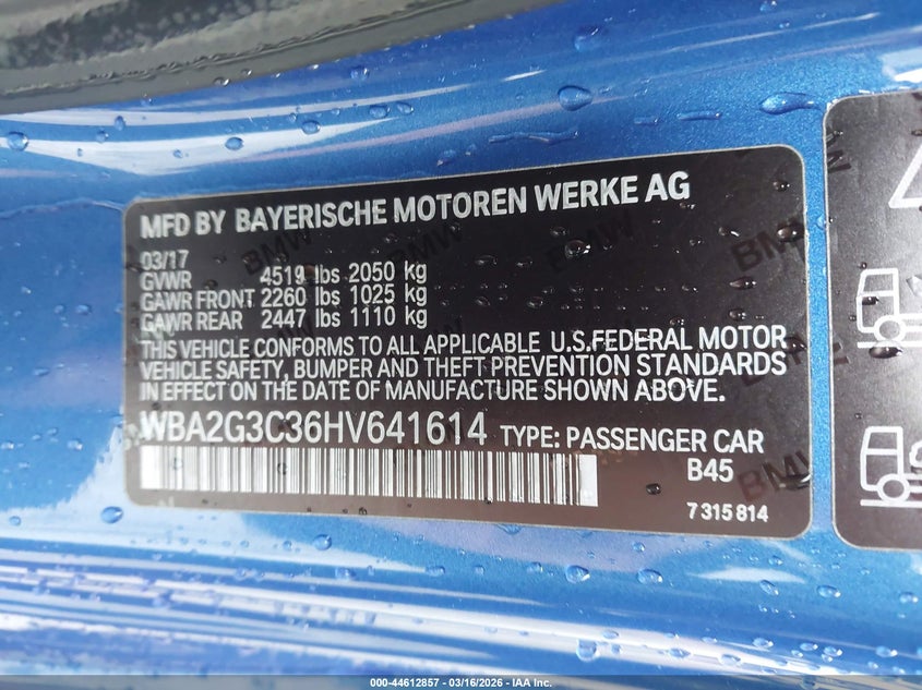 2017 BMW 2 Series M240I xDrive VIN: WBA2G3C36HV641614 Lot: 44612857
