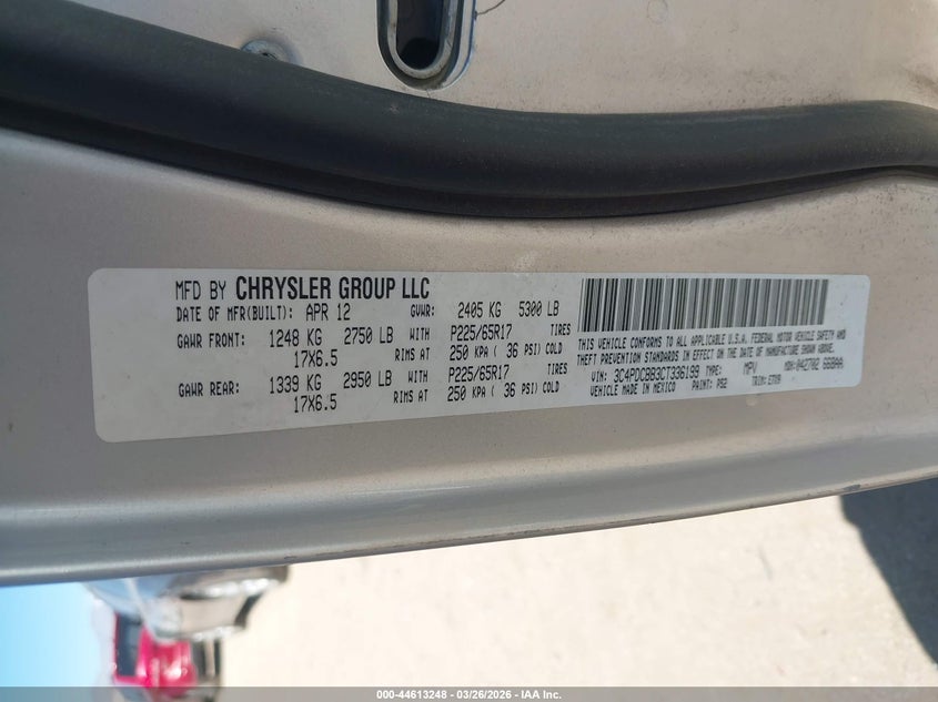 3C4PDCBB3CT336199 2012 Dodge Journey 2.4 Sxt silver