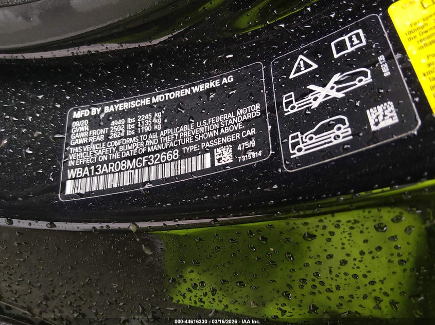 2021 BMW M440I xDrive VIN: WBA13AR08MCF32668 Lot: 44616330