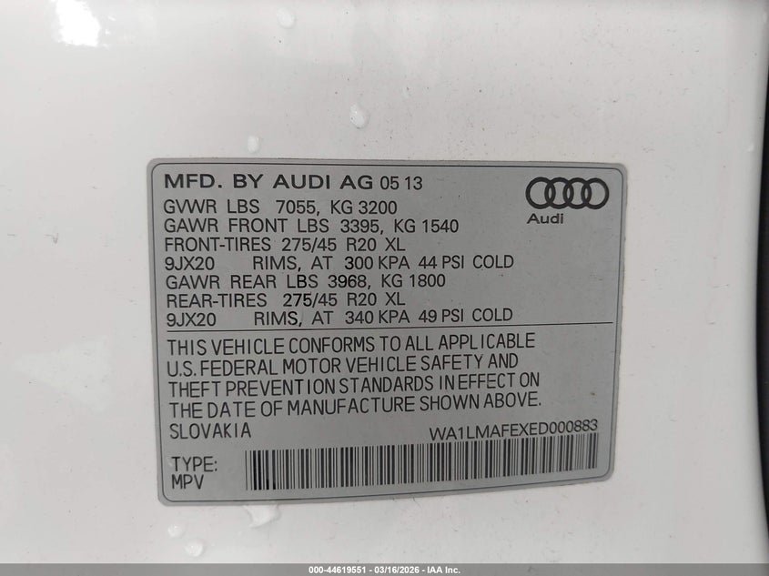 2014 AUDI Q7 SPORT UTILITY VEHICLE 3.0L V-6 DI, DOHC, VVT, TURBO, 240HP