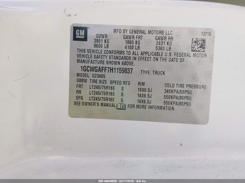 2017 Chevrolet Express 2500 Work Van