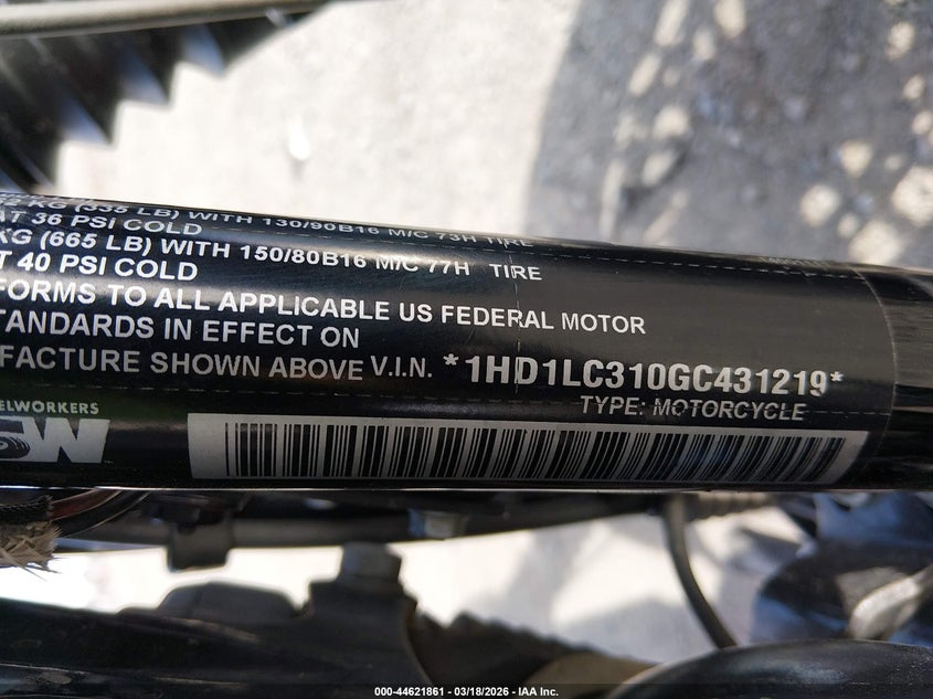 2016 Harley-Davidson Xl1200 Forty-Eight VIN: 1HD1LC310GC431219 Lot: 44621861