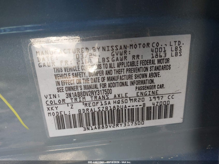 VIN 3N1AB8DV2RY317500 2024 NISSAN SENTRA SR XTRONIC CVT