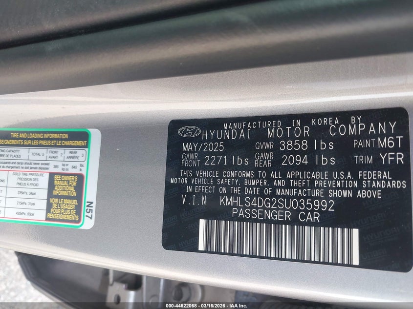 VIN KMHLS4DG2SU035992 2025 HYUNDAI ELANTRA SEL CONVENIENCE
