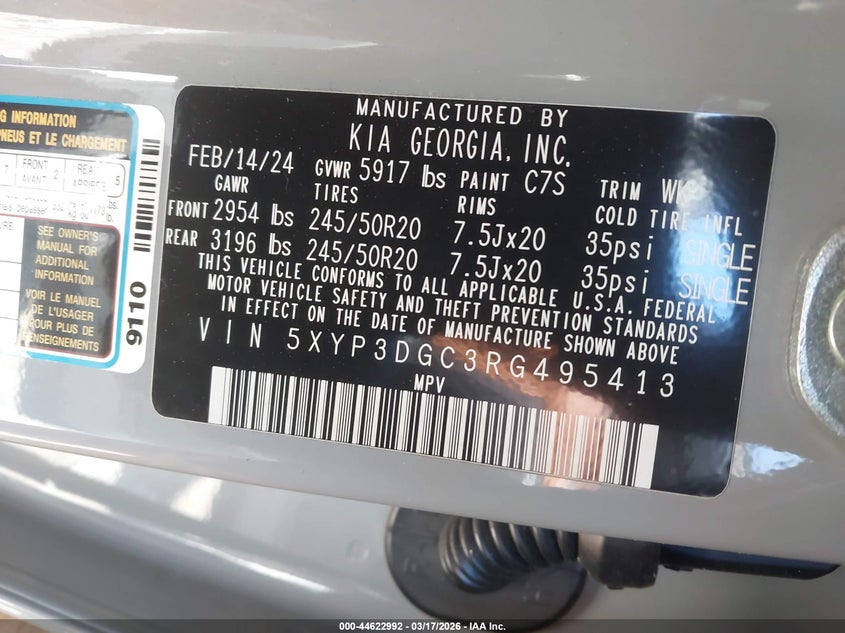 VIN 5XYP3DGC3RG495413 2024 KIA TELLURIDE EX X-LINE