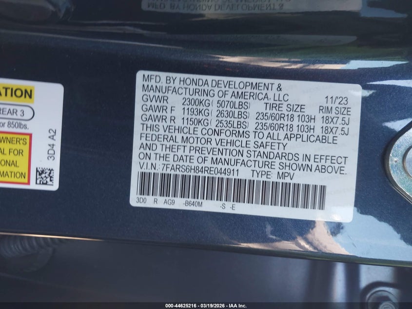 VIN 7FARS6H84RE044911 2024 HONDA CR-V HYBRID SPORT-L