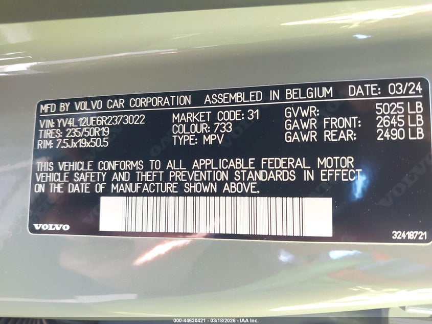2024 Volvo Xc40 B5 Plus Bright Theme VIN: YV4L12UE6R2373022 Lot: 44630421