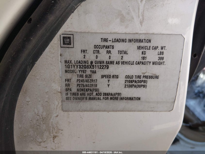 2001 Chevrolet Corvette VIN: 1G1YY32G215116367 Lot: 44631181