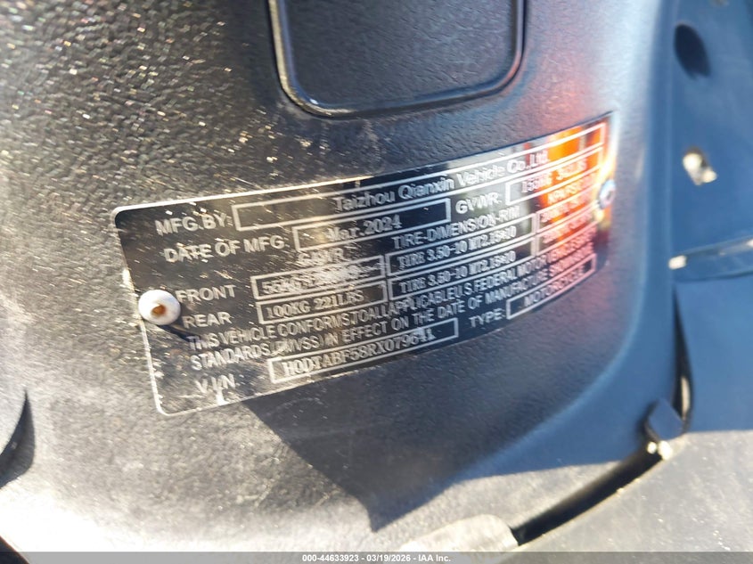VIN H0DTABF58RX079641 2024 FGYN SCOOTER