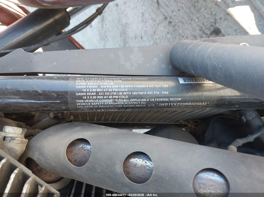 2024 Harley-Davidson Fxlrst VIN: 1HD1YXZ23RB020642 Lot: 44634411