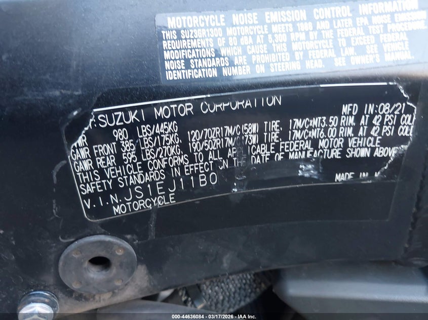 2022 Suzuki Gsx1300 Rr VIN: JS1EJ11B0N7102142 Lot: 44636084