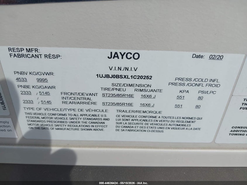 2020 OTHER JAYCO EAGLE TRAILER N/A