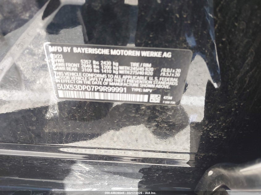 BMW X3 Xdrive30i 2023 5UX53DP07P9R99991 Image 9