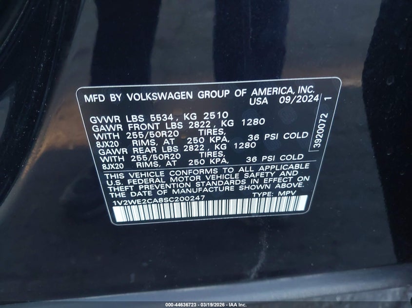 2025 Volkswagen Atlas Cross Sport 2.0T Se W/Technology VIN: 1V2WE2CA8SC200247 Lot: 44636723