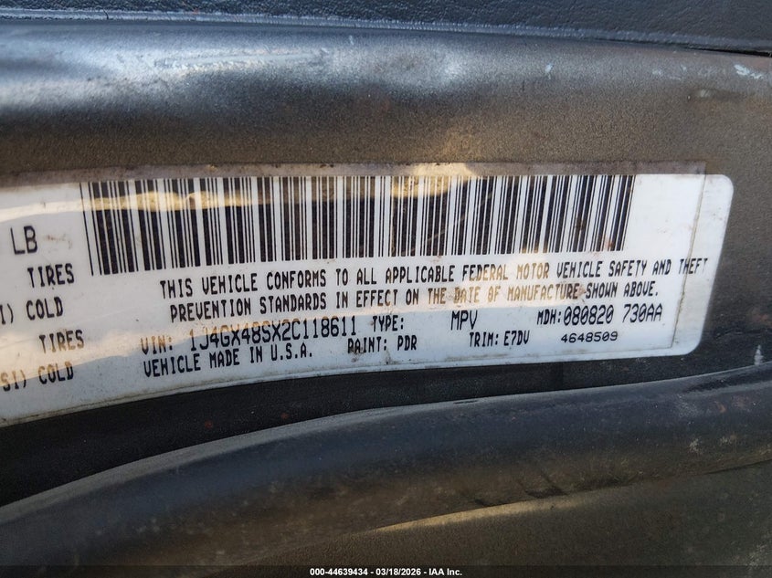 2002 Jeep Grand Cherokee Laredo VIN: 1J4GX48SX2C118611 Lot: 44639434