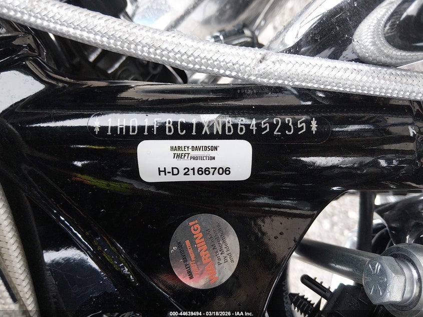 2022 Harley-Davidson Flhr VIN: 1HD1FBC1XNB645235 Lot: 44639494