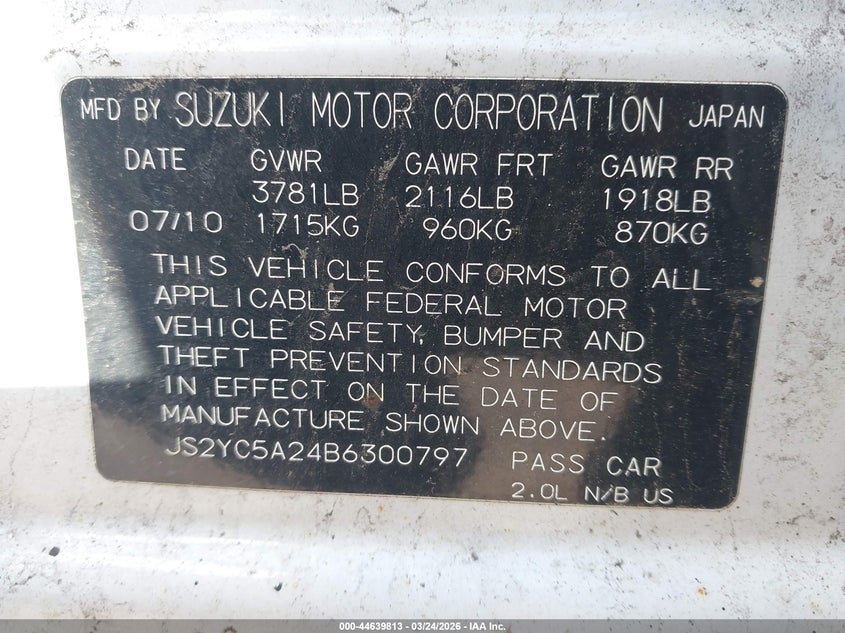 2011 Suzuki Sx4 Le/Le Anniversary Edition VIN: JS2YC5A24B6300797 Lot: 44639813