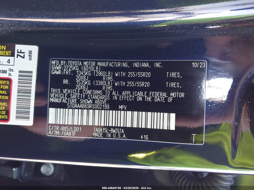 2024 Lexus Tx 350 Luxury VIN: 5TDAAAB69RS002199 Lot: 44640156