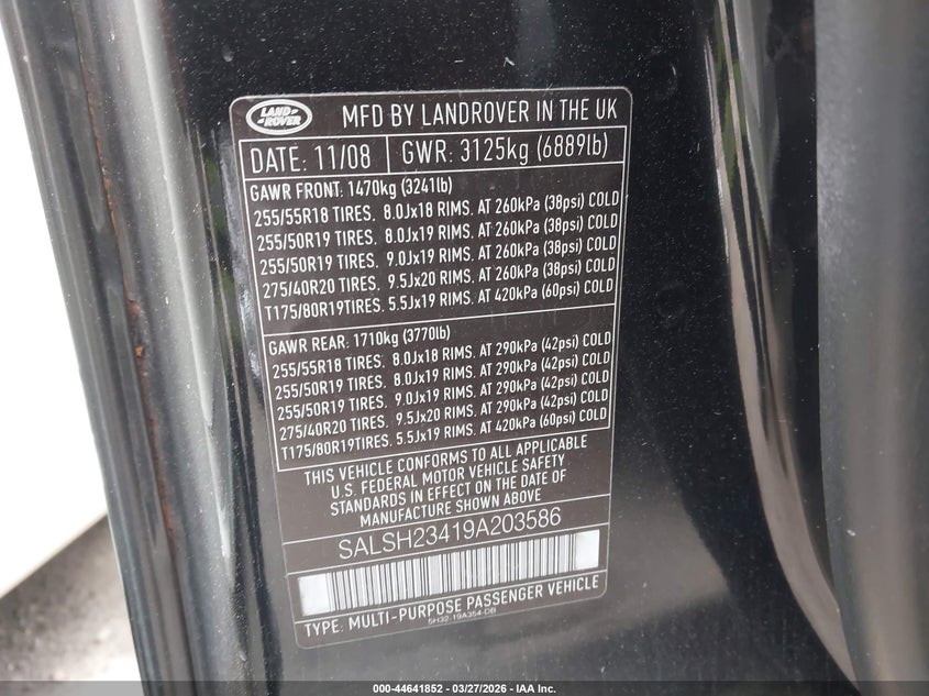 2009 Land Rover Range Rover Sport Supercharged VIN: SALSH23419A203586 Lot: 44641852