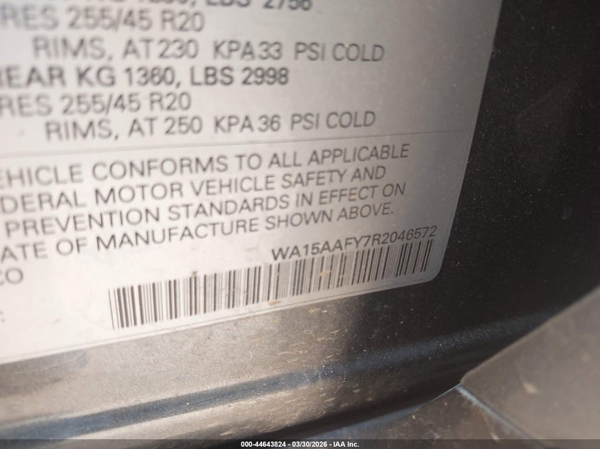 2024 Audi Q5 Sportback Premium Plus 45 Tfsi S Line Quattro S Tronic VIN: WA15AAFY7R2046572 Lot: 44643824