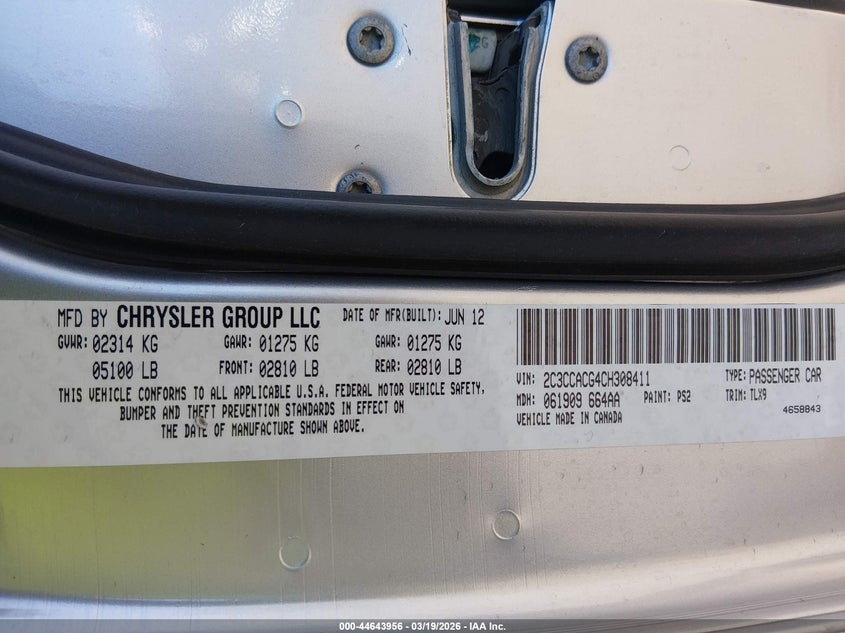 2C3CCACG4CH308411 2012 Chrysler 300 3.6 Limited silver